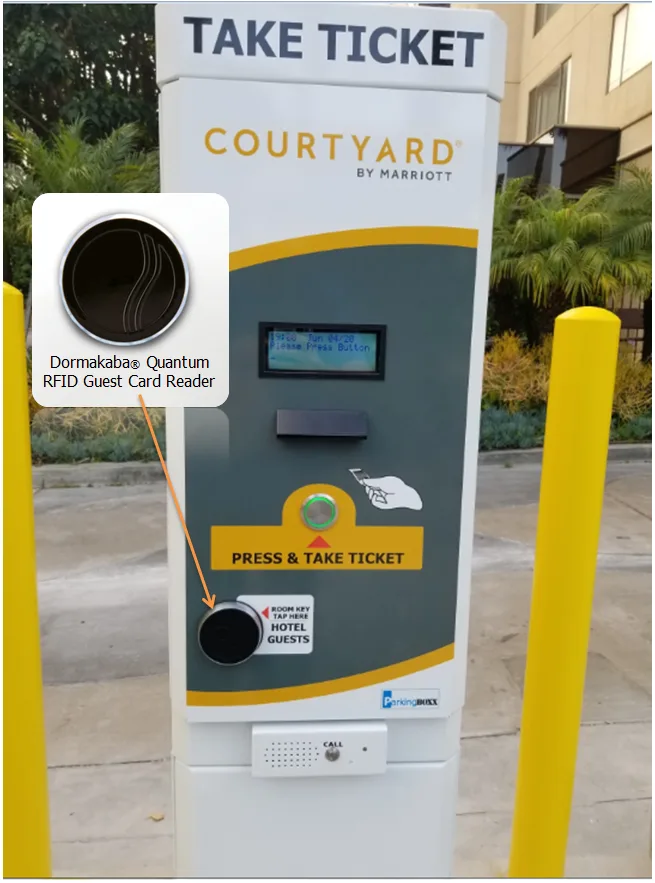 Dormakaba entry reader installed at Courtyard by Marriott LAX parking